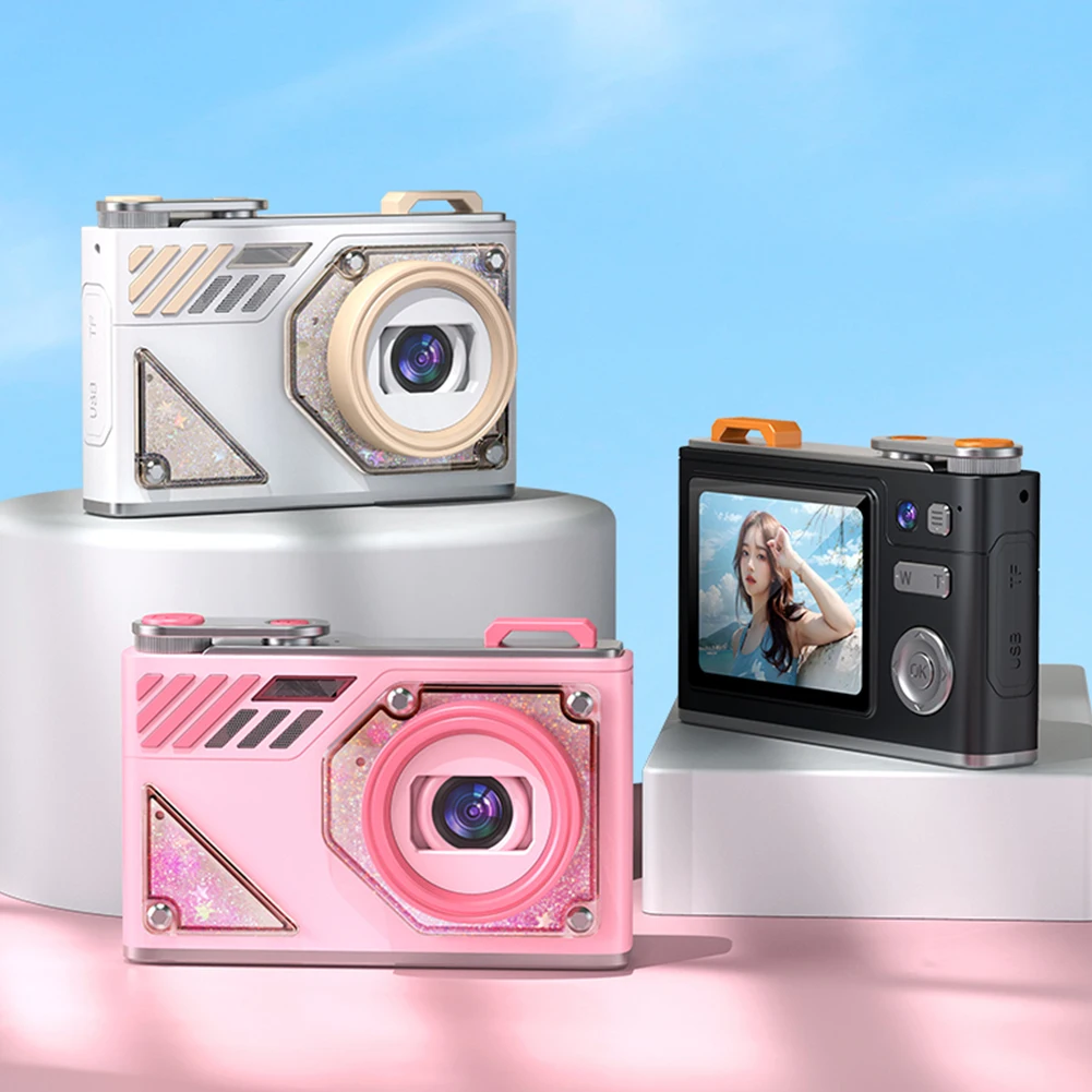 Цифровая камера 64 МП 2,8 дюйма с защитой от сотрясений, цифровая камера для точек и съемки, маленькая камера, камера для видеоблогов 4K для подростков, взрослых, начинающих