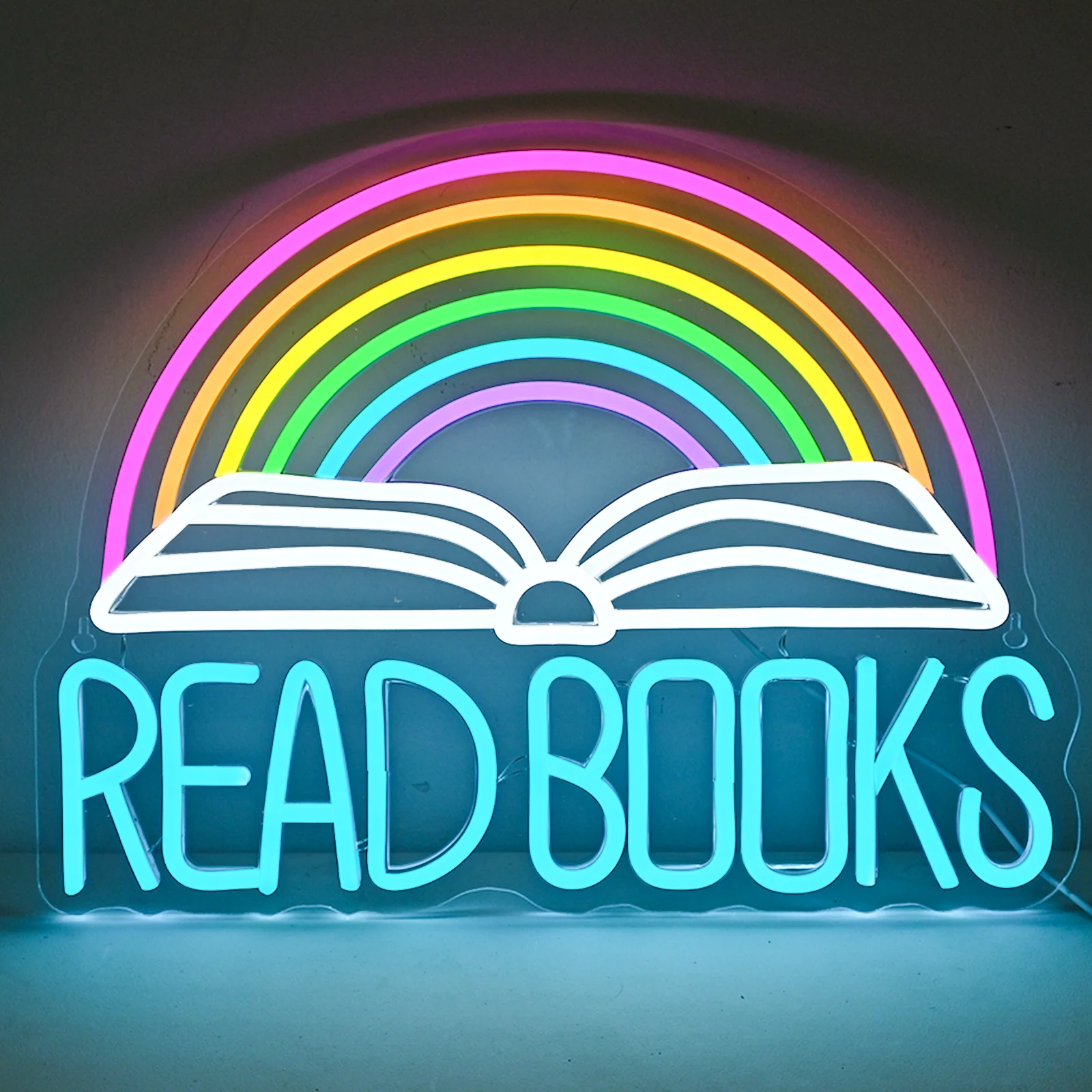 

Read Books Rainbow Neon Sign Art Led Neon Wall Light Room Decoration Neon Lumineux Mural For Library Reading Study Club USB Logo