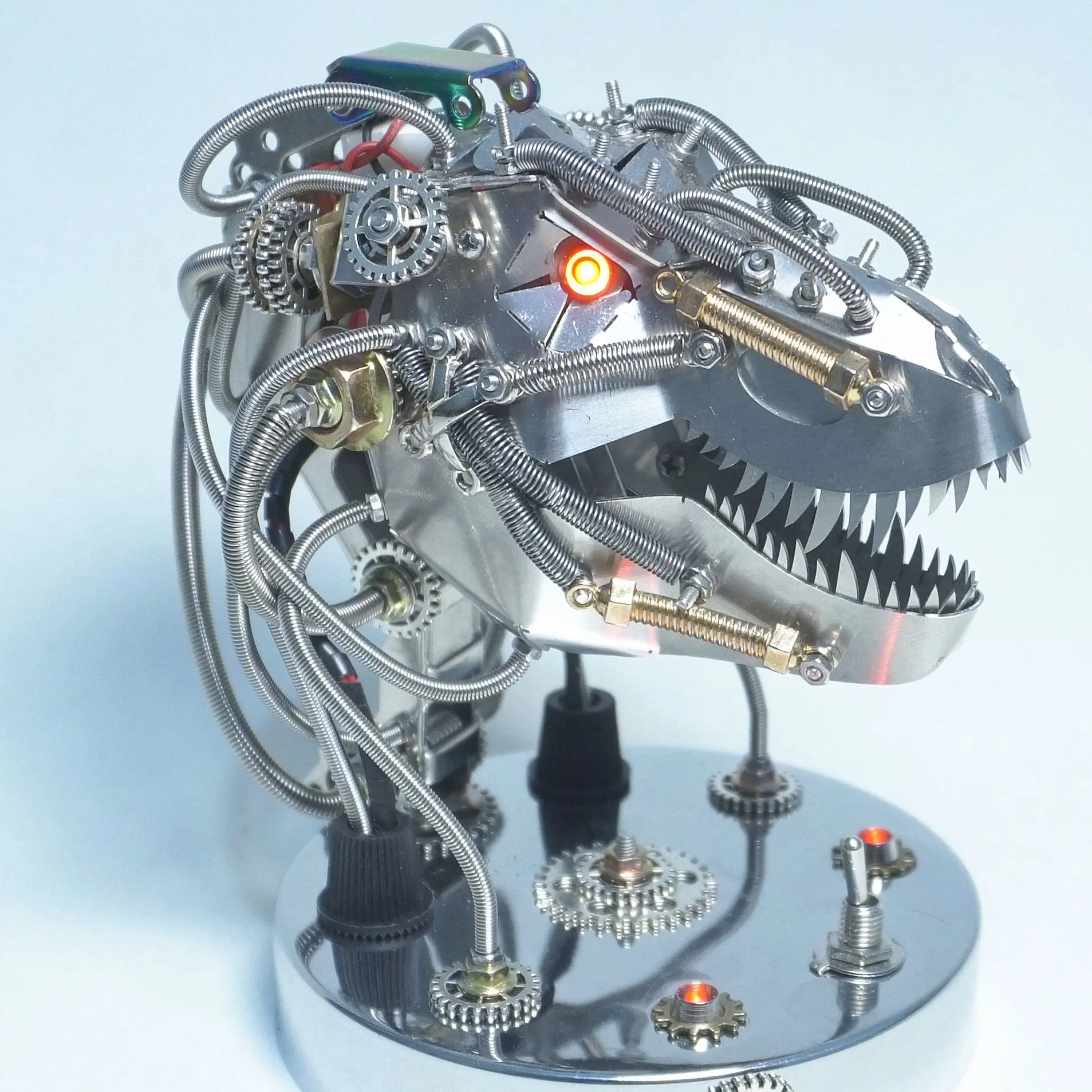 3D-Puzzles Metall-Dinosaurier-Montagemodell DIY Punk mechanische Tyrannosaurus Rex Kopf DIY Steampunk-Modelle Kits für Erwachsene