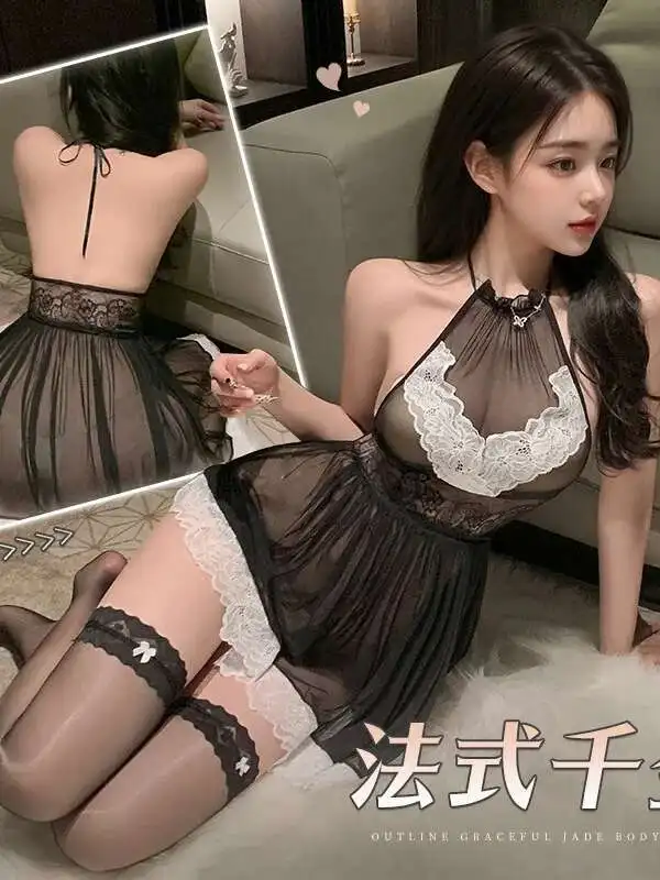 Charme suspendu amour enchantant coeur maille dentelle douce Mini robe tentation robe hanches exposées Sexy 2025 nouveau débardeur Min robe OW3W