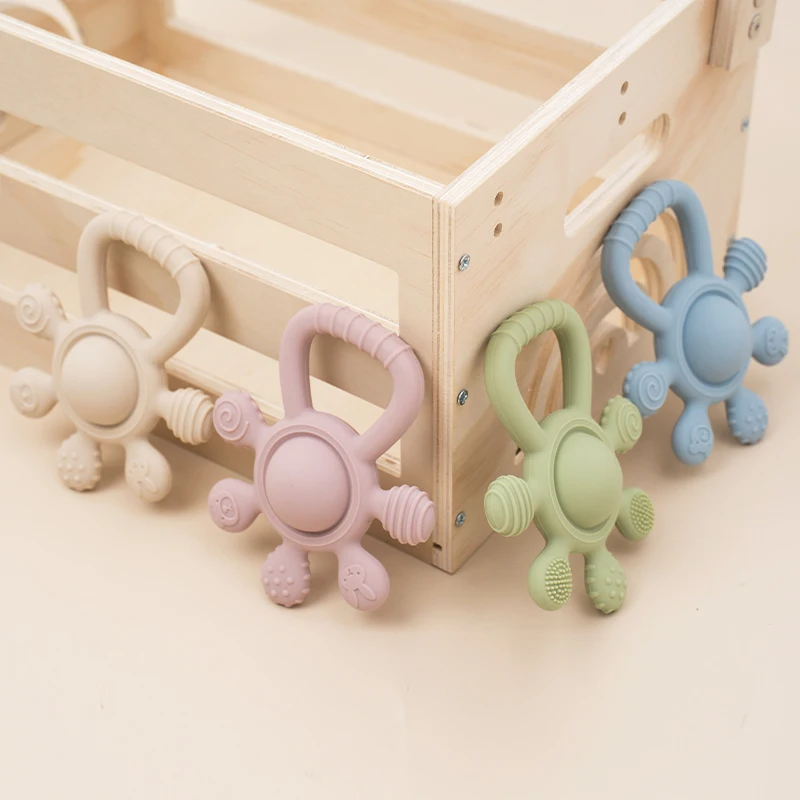 طفل سيليكون عضاضة حشرجة الموت اللعب BPA الحرة النخيل تصميم لعبة مضغة للرضع هدايا الوليد سهلة قبضة ألعاب التسنين للأطفال