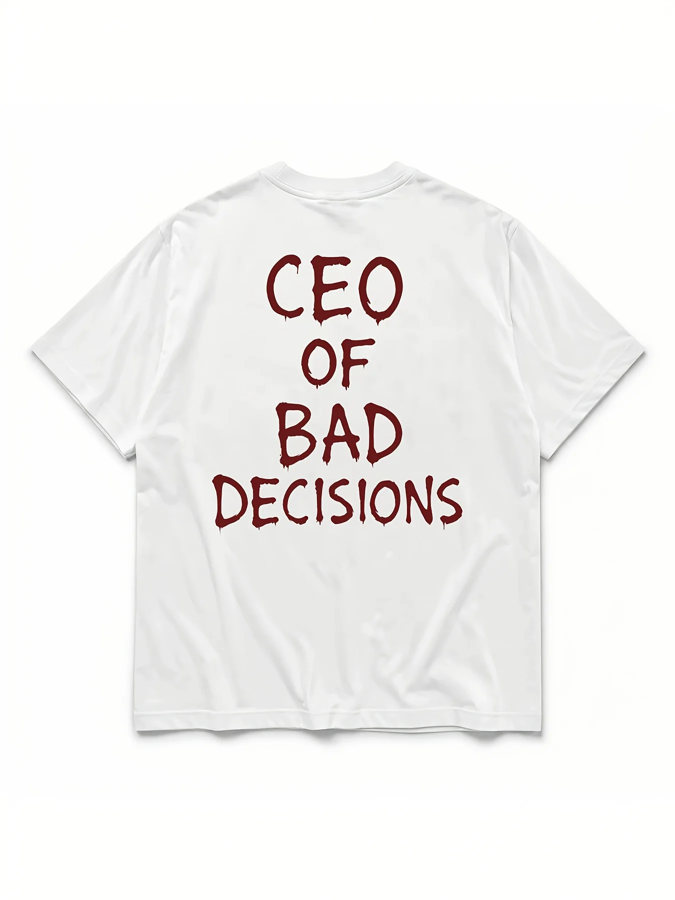 CEO OF BAD DECISIONS Printed Casual Round Neck Short Sleeve T-Shirt Casual Top Suitable for Spring and Summer
