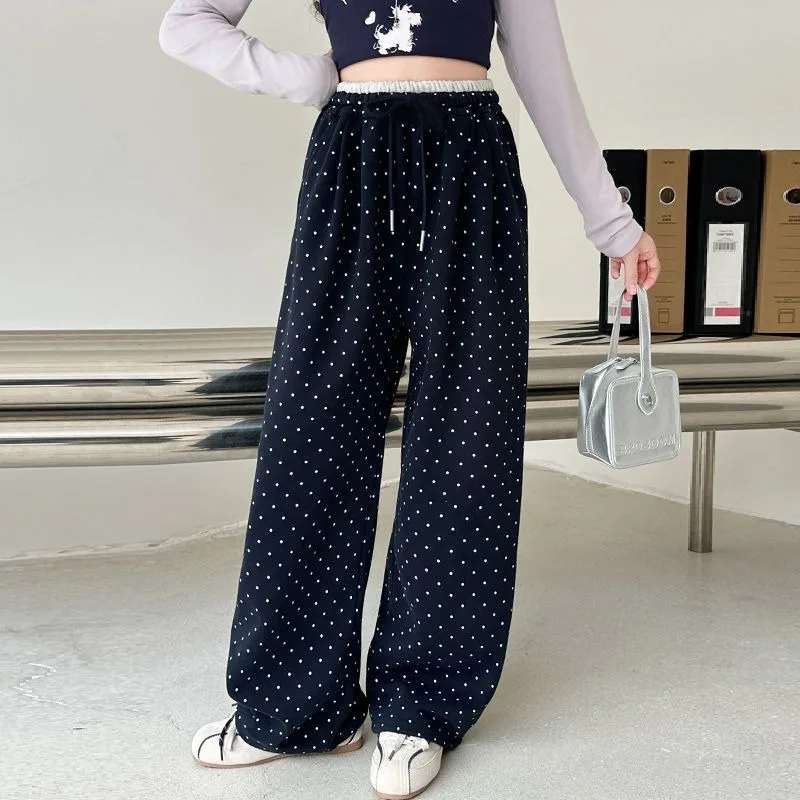 

2025 Spring Autumn Girls' Graffiti Wide-Leg Athletic Pants - Unique Stylish Design for Tween Girls, Trendy Crossover Streetwear