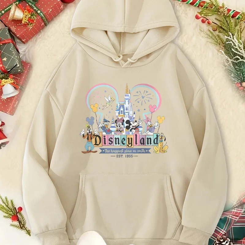 

Disneyland Classic Cartoon Pattern Men's Hoodie Autumn/Winter New Retro Casual Men's and Women's Couple Street Top
