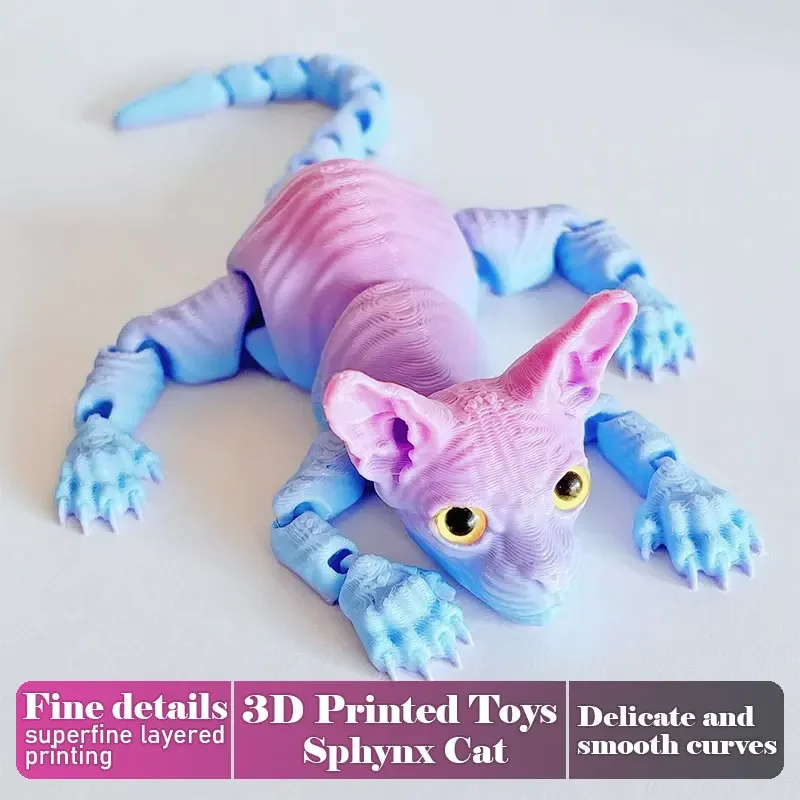 

3D Printed Cat Realistic Multi-joint Movable Cats Figures Home Office Desk Decoration Gifts Toy for Children, Boys and Girls