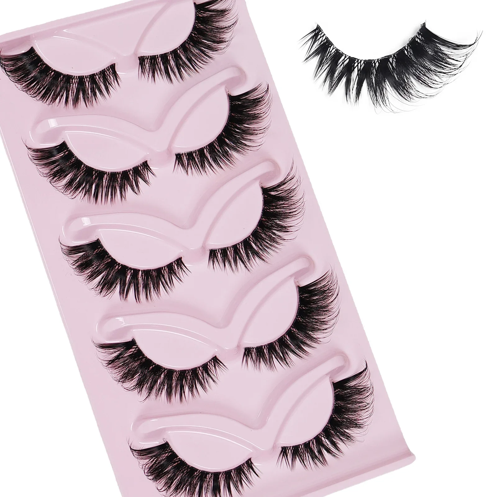 Faux Cils Longs et Naturels en Forme d'Œil de Chat, Accessoire de Maquillage pour Manga, 5 Paires