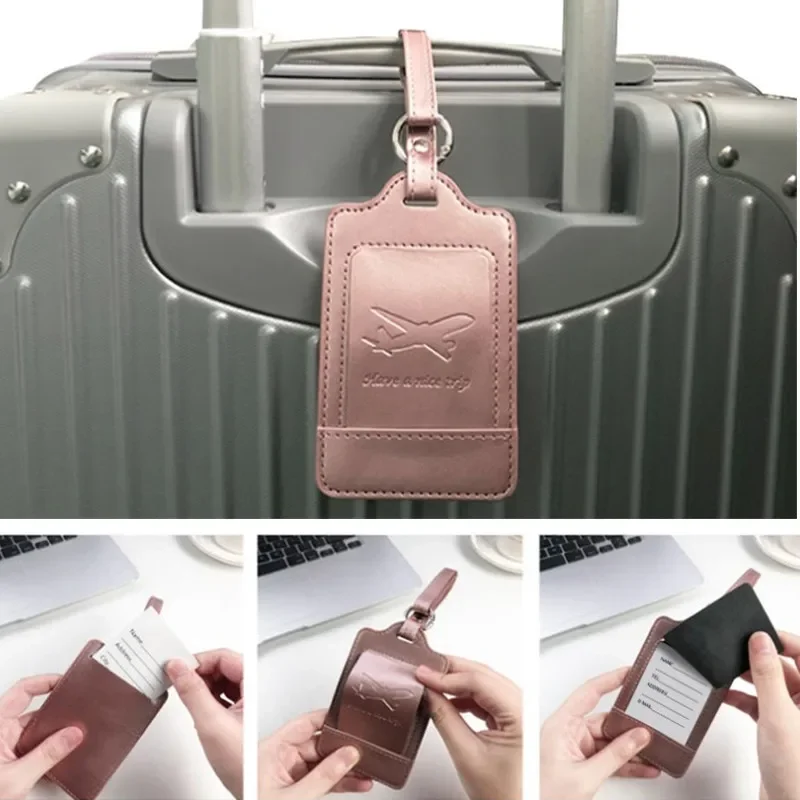 Cute Luggage Tag  Aircraft Boarding Pass Tag Creative Suitcase Hangtag Check-in Leather PU Voyage Airplane Travel Accessories