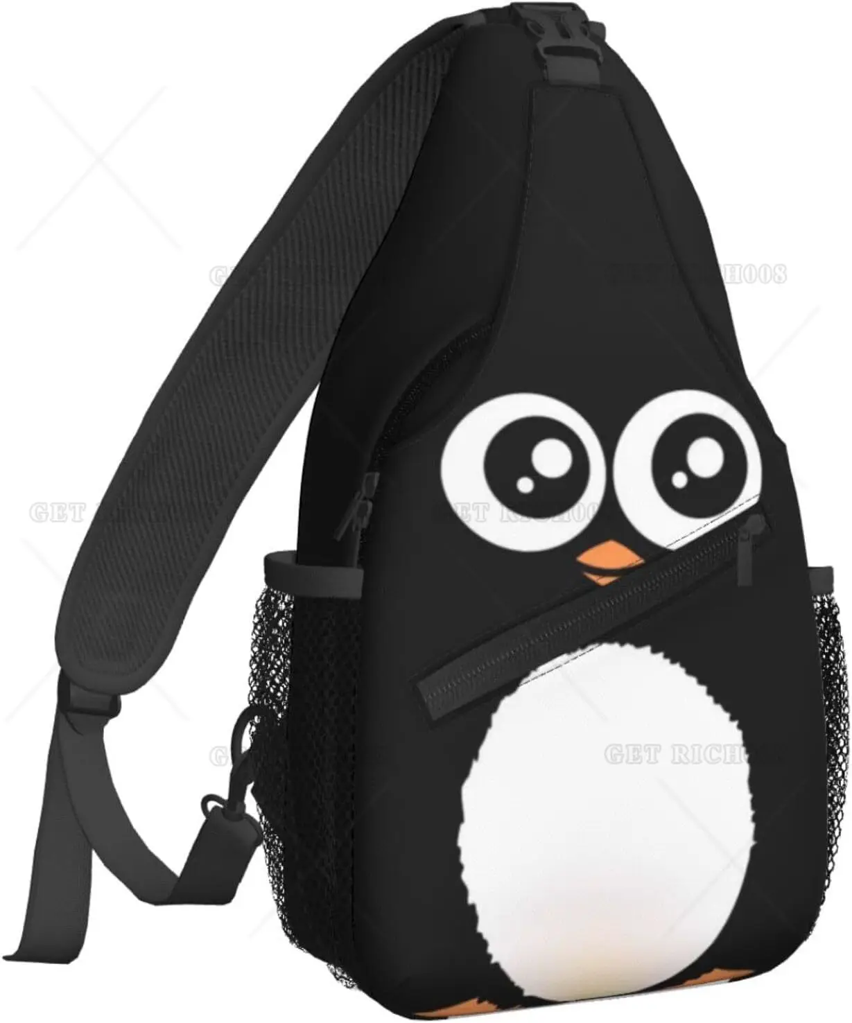 Cute Penguin Cartoon Sling Backpack Crossbody Bag Adults Teens Sling Bag Daypack for Travel Hiking Sports