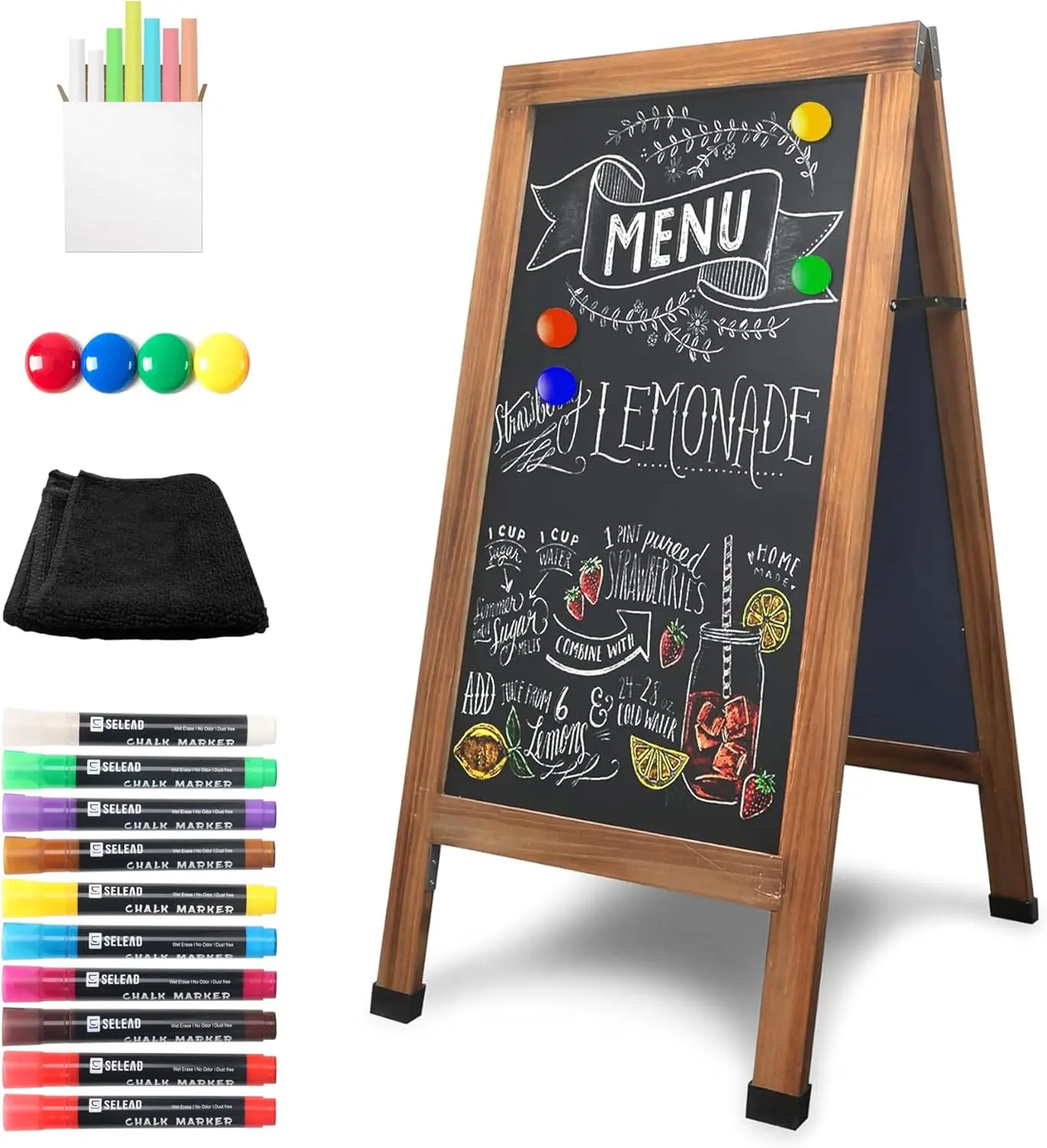 

Large 40x20 Magnetic Double-Sided Chalkboard Easel Sign for Business Outdoor Use with Accessories
