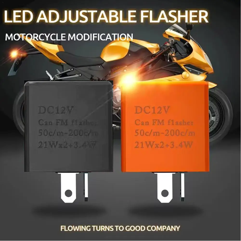 2 Pin LED Flasher Relay Adjustable Frequency Turn Signal Indicator Square Relay Signal Light Controller Motorcycle Accessories