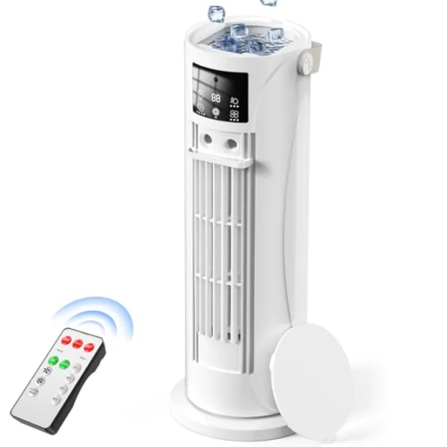

Portable AC for home/office/bedroom/living room: white tower fan with 3 speeds, storm mode, mist spray, timer, 120 oscillation,