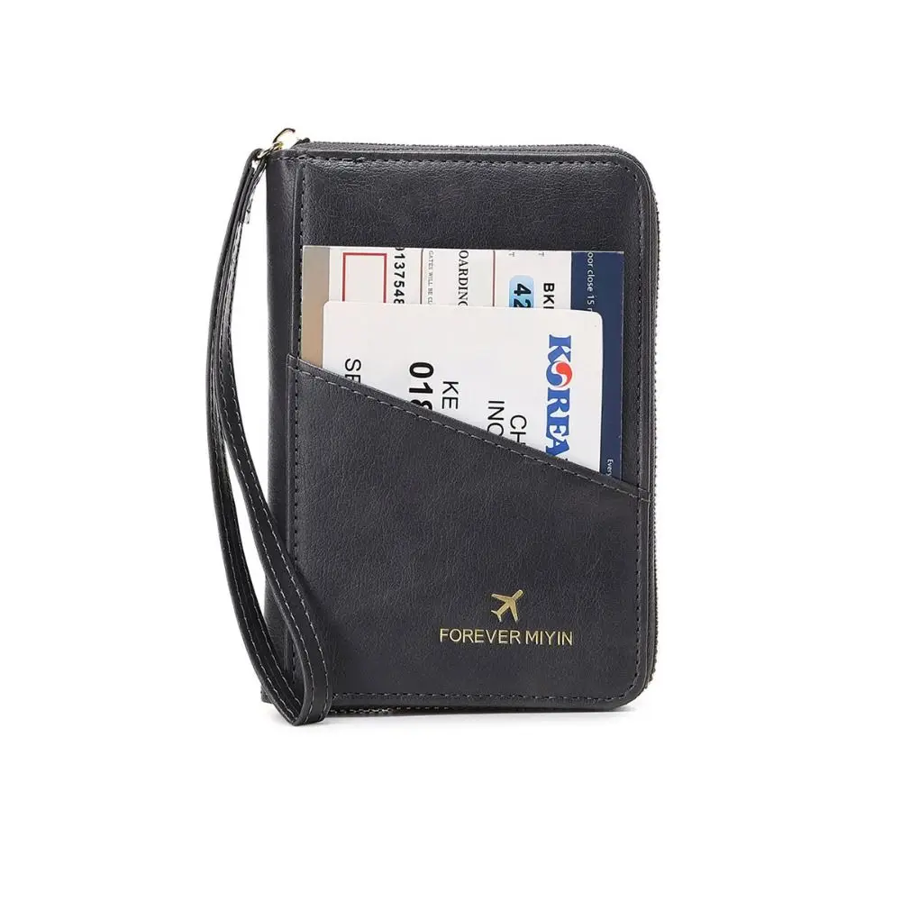 Waterproof Passport Cover with SIM Card Slots Card Case Airplane Check-in Leather Passport Bag Coin Purse Large Capacity