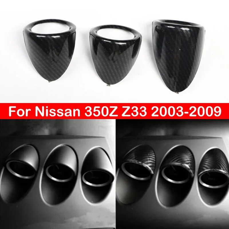 For RHD LHD Nissan 350Z Z33 2003-2009 Carbon Fiber Car Interior Decor Dashboard Gauge Pod Pointer Cover Trim Sticker Accessories