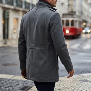 New Men's Autumn/Winter Trench Coat - Double-Layered with Multi-Pockets | Practical Streetwear & Business Casual Jacket Mans 3