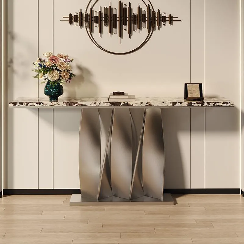 Furniture Simple Modern Marble Entrance Platform Stainless Steel Bronze