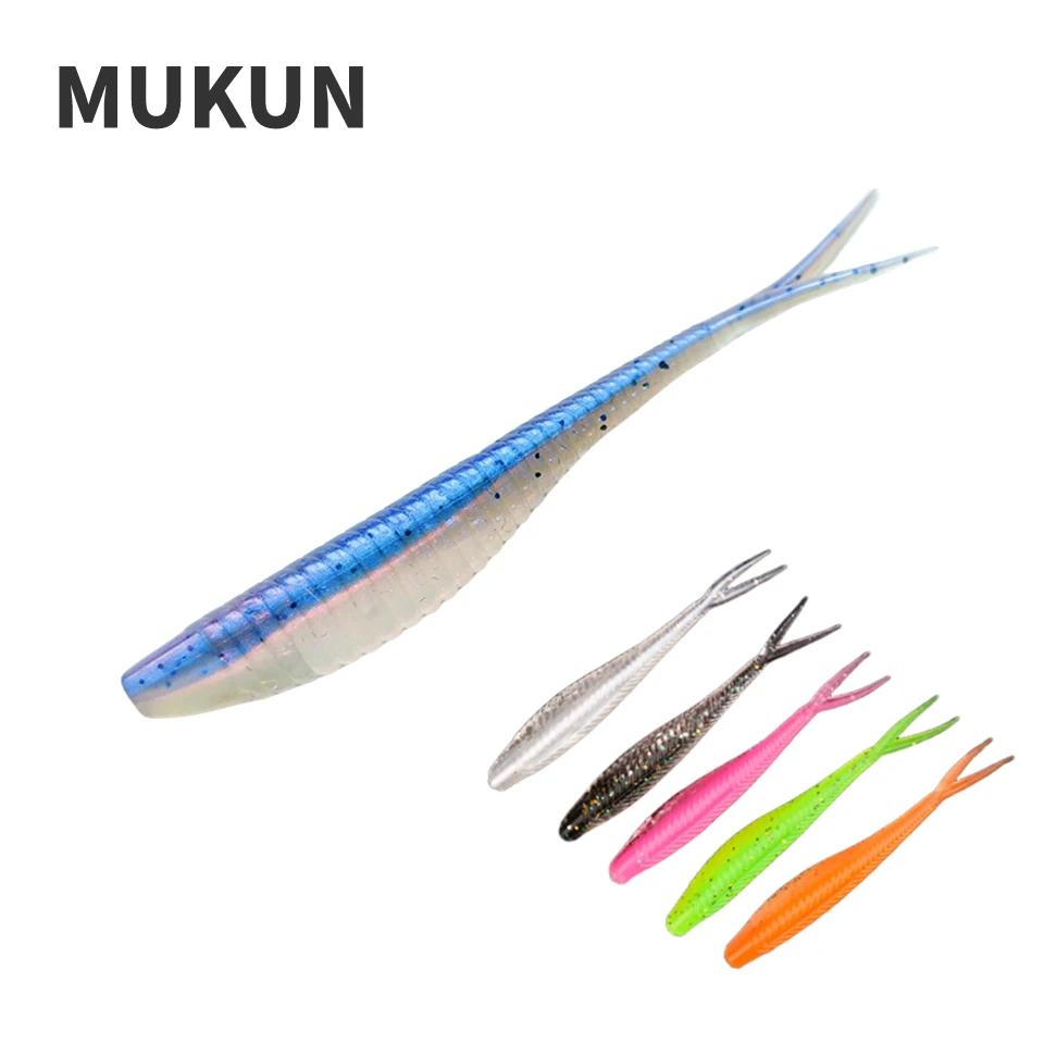 Mukun 10 pçs nova isca de pesca jerk shad isca divisão cauda minnow crankbait 70mm 1.8g plástico macio swimbait para pesca baixo