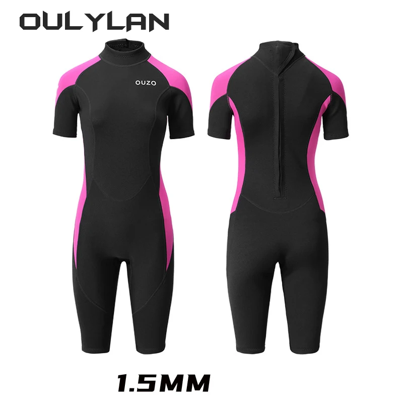 2024 1.5mm Neoprene Wetsuit Men Women Short Sleeve Scuba Diving Suit Snorkeling Spearfishing Swimsuit Surfing One Piece Set