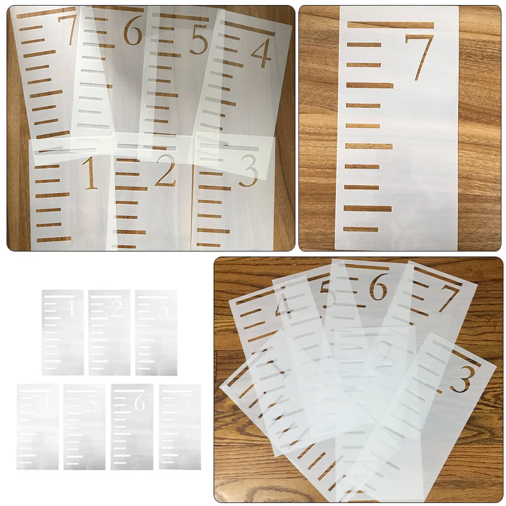 

7Pcs Growth Template Ruler Height Measuring Stencil Set Reusable Pet Wall Decor for Room DIY Scale