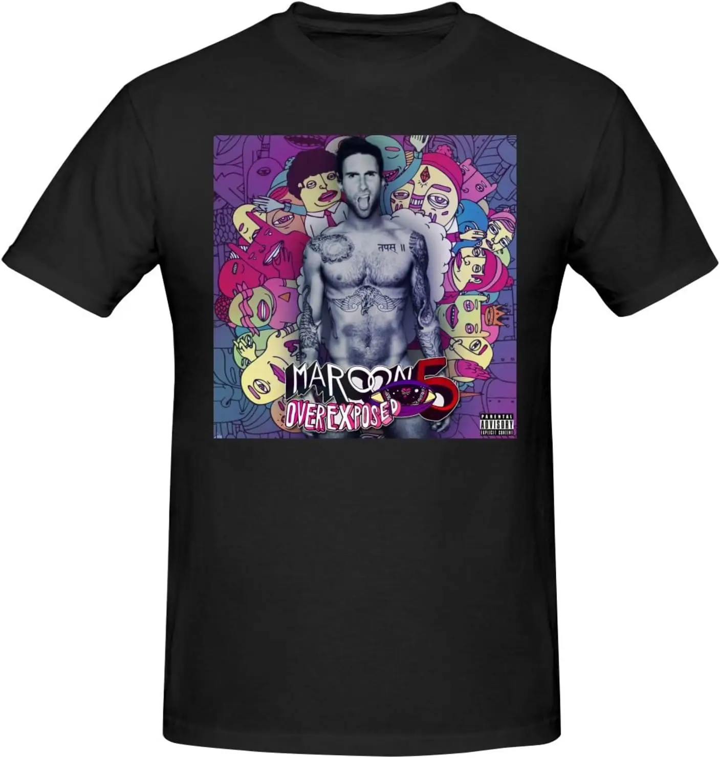 Maroon Music 5 Shirt Men'S Breathable Crewneck Short Sleeve Cotton Tshirts Personalized Pattern Custom Tee Black