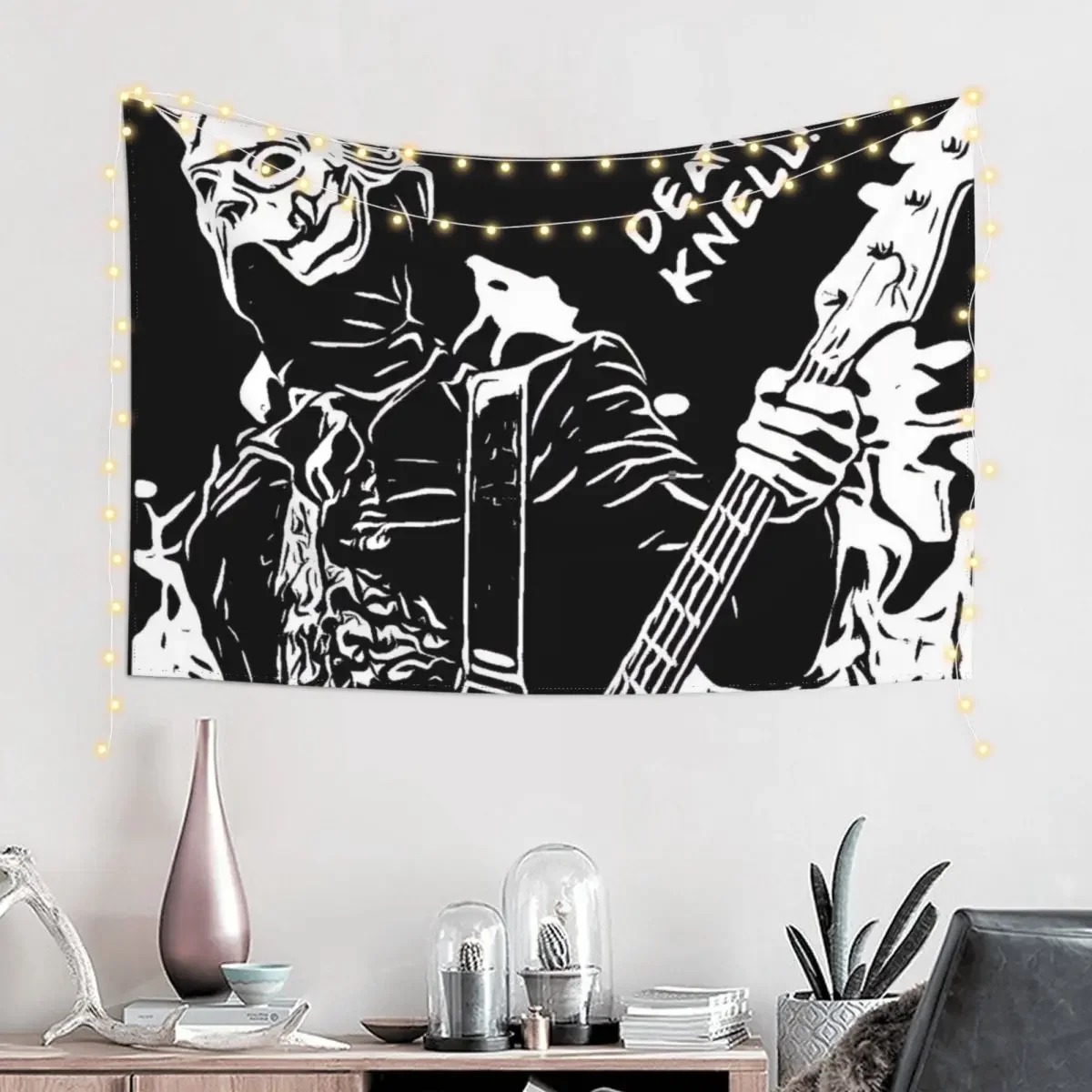 GHOST BAND NAMELESS GHOUL INSPIRED COMIC COVER DESIGN black ink Tapestry Home Decor Accessories Home And Comfort Decor Tapestry