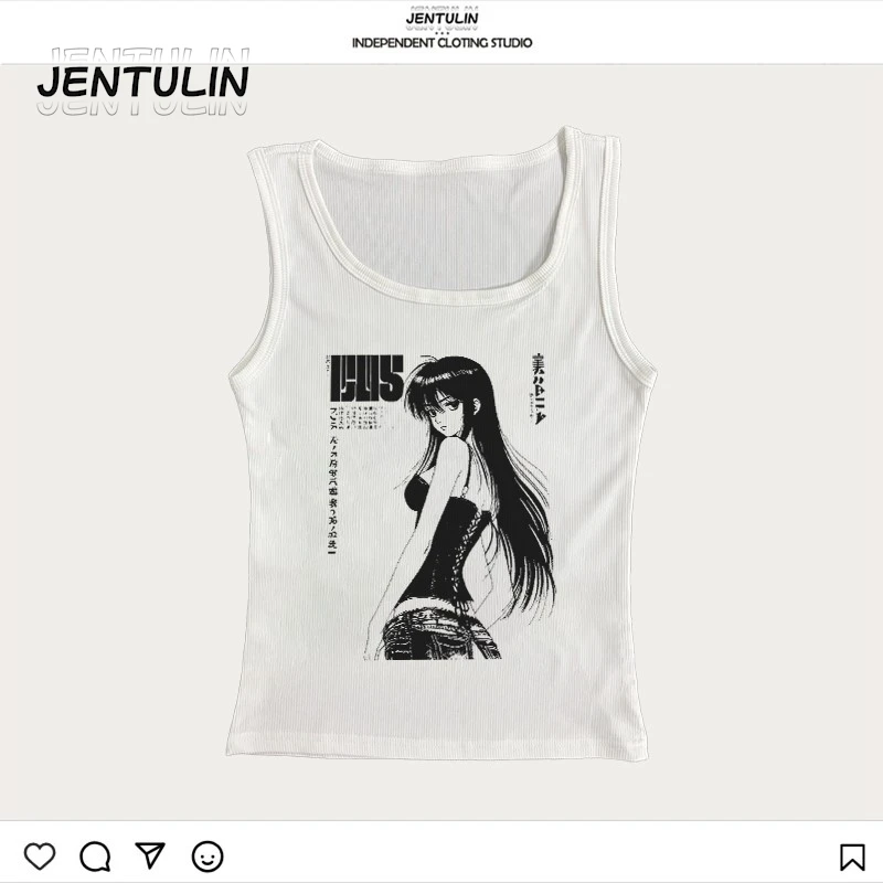Vinatge débardeur imprimé graphique Y2k vêtements années 2000 femmes sans manches Corset Grunge haut court esthétique Sexy e-girl gothique bébé t-shirt