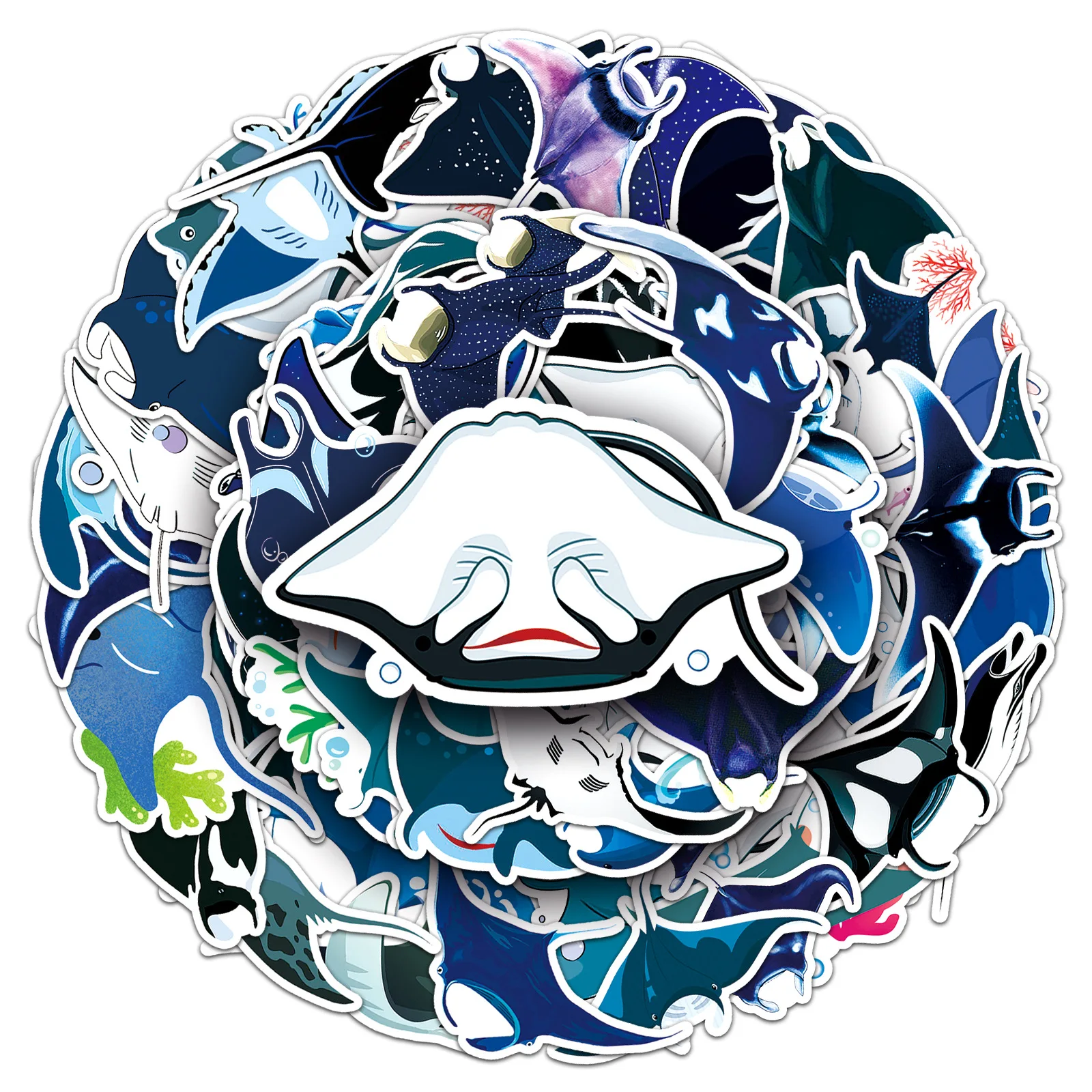 50PCS Cute Manta Ray Stickers Waterproof Ocean Animal Decals for DIY Scrapbooking and Laptop Decor DIY Crafts