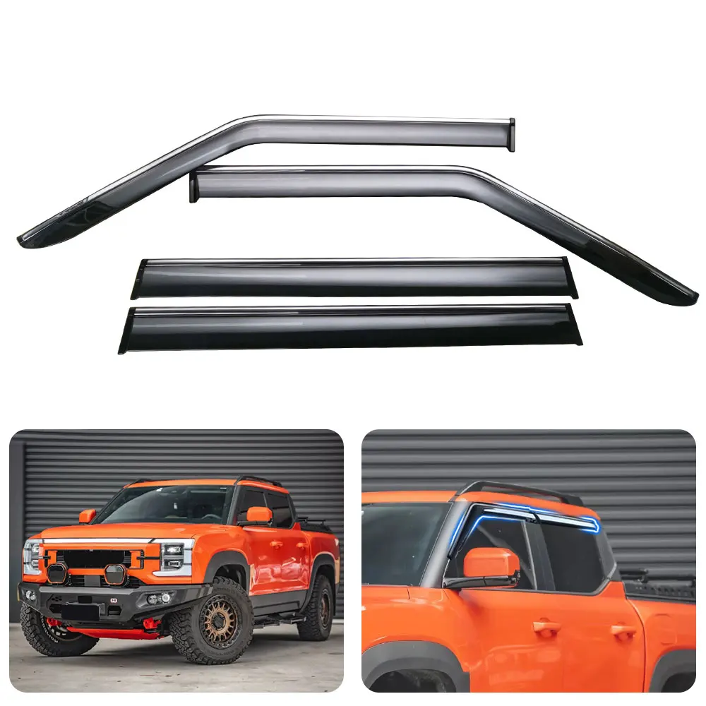 

4pcs Bright Strips Door Visor Sun Rain Guard For BYD Shark 6 Sun and rain shield Car Windshield Sunshade Rain Protector