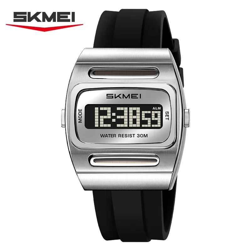 SKMEI 2563 New Solar Men's Digital Watch Silicone Strap Waterproof Multi Functional Electronic Watch Alarm Clock Reloj Hombre