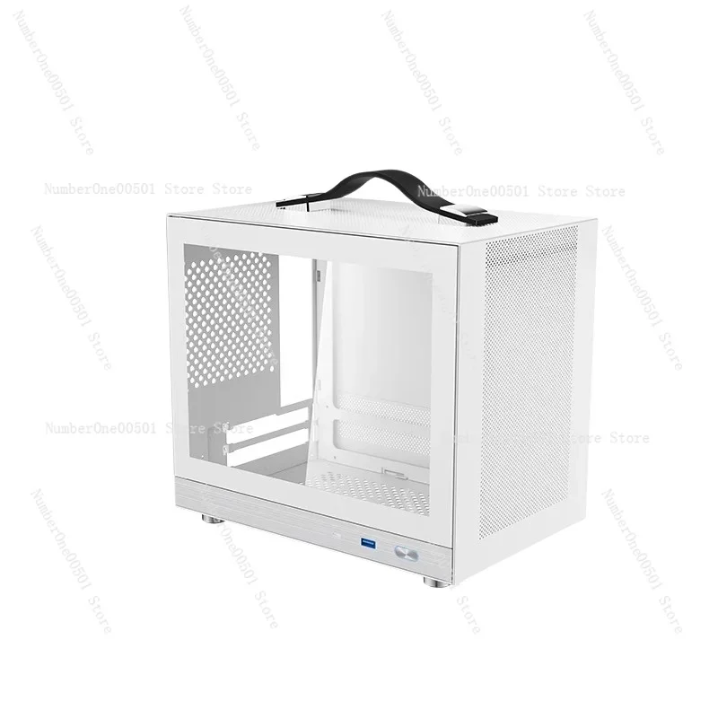 Mini ITX Aluminum PC Case Portable Small Form Factor Tower with Tempered Glass Side Panel Compact Desktop Chassis