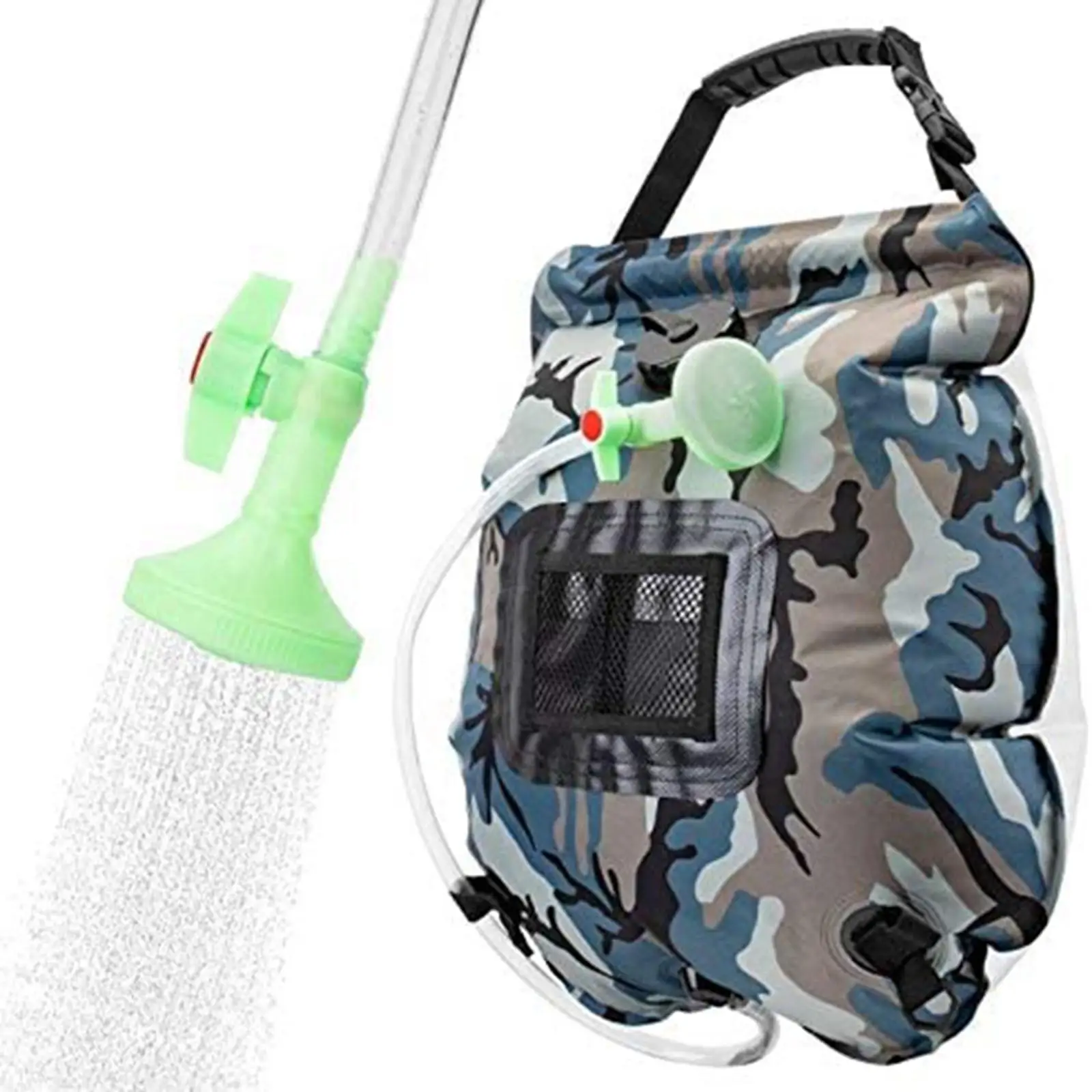 Large Capacity Shower Bag Hiking Climbing Fishing with Removable Hose Folded Por