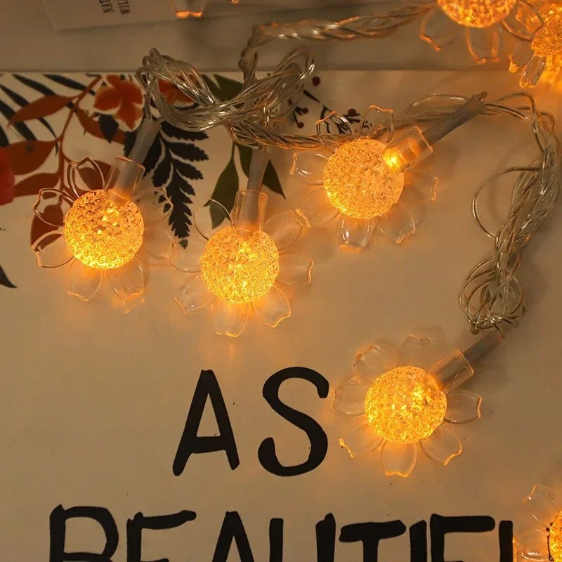 10/20 LED Sunflower String Lights Battery Powered Fairy Lights for Home Christmas Wedding Party Outdoor Decor