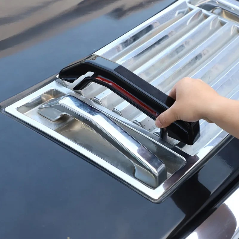 ABS Chrome/Black For Hummer H2 2003-2009 Hood Deck Vent Panel Handle Covers Trim Car Modification Accessories