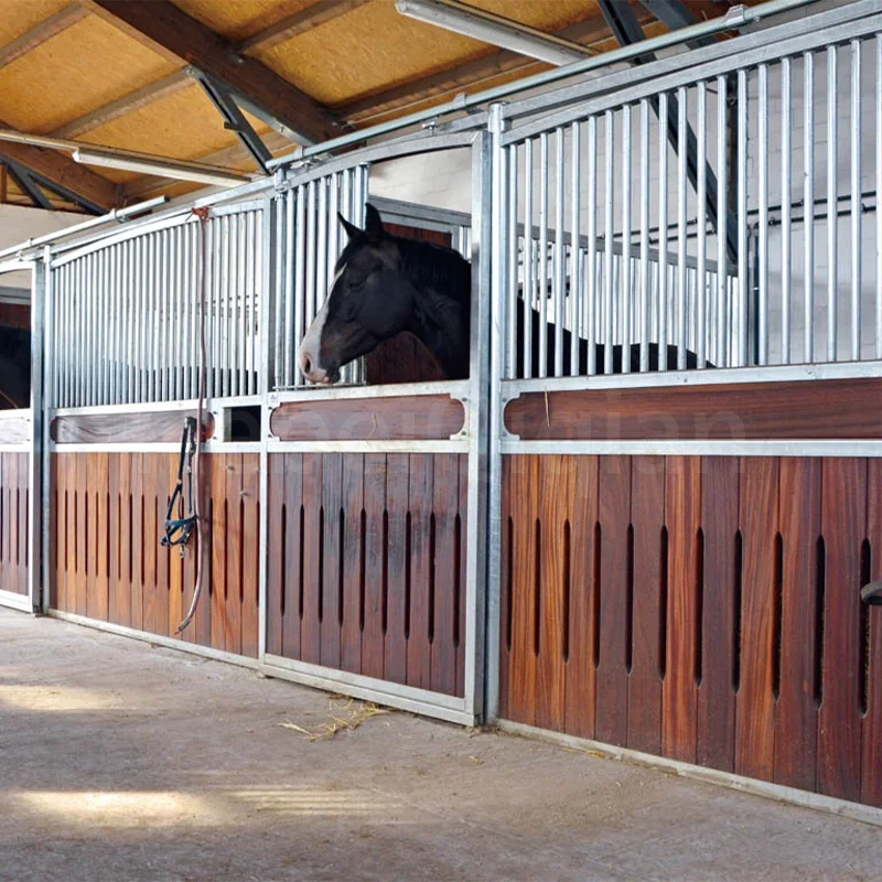 4 M Bamboo Board Powder Coating Horse Stable Door Front Stall Metal Steel Horse Stall Box