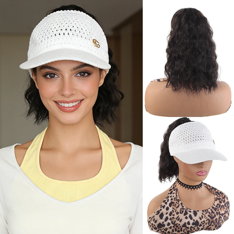 

Белый парик с открытым воротом и кудрявыми волосами, из синтетического волокна, дышащий и легкий, удобный для ношения летом, на пляже и в повседневной жизни.