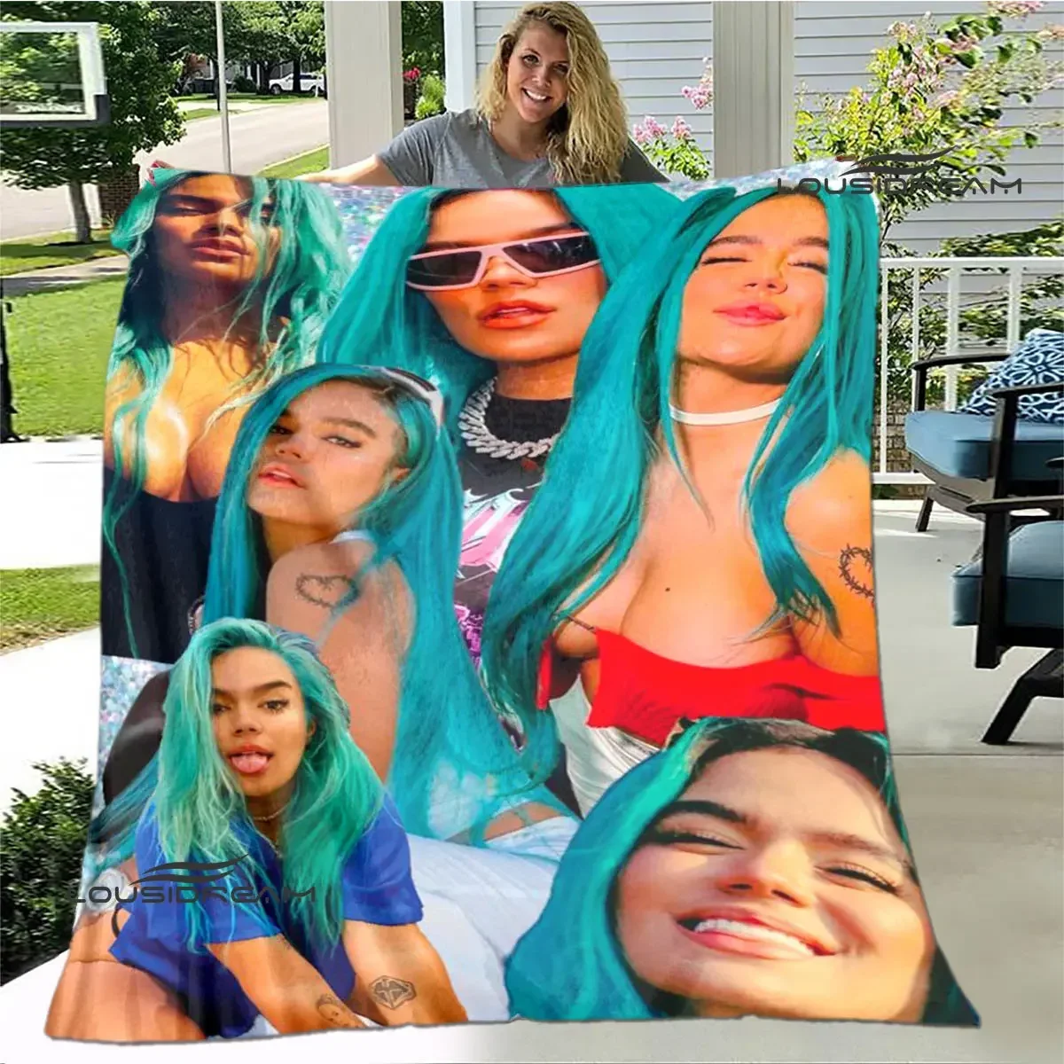 Karol G Retro Printed blanket Flange warm blanket bed linings Picnic blankets Home travel blanket Birthday Gift