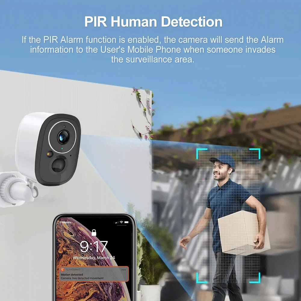 Tuya 5MP solaire Wifi caméra extérieure sans fil faible puissance batterie caméras de sécurité PIR humain détecter Surveillance IP Cam couleur nuit