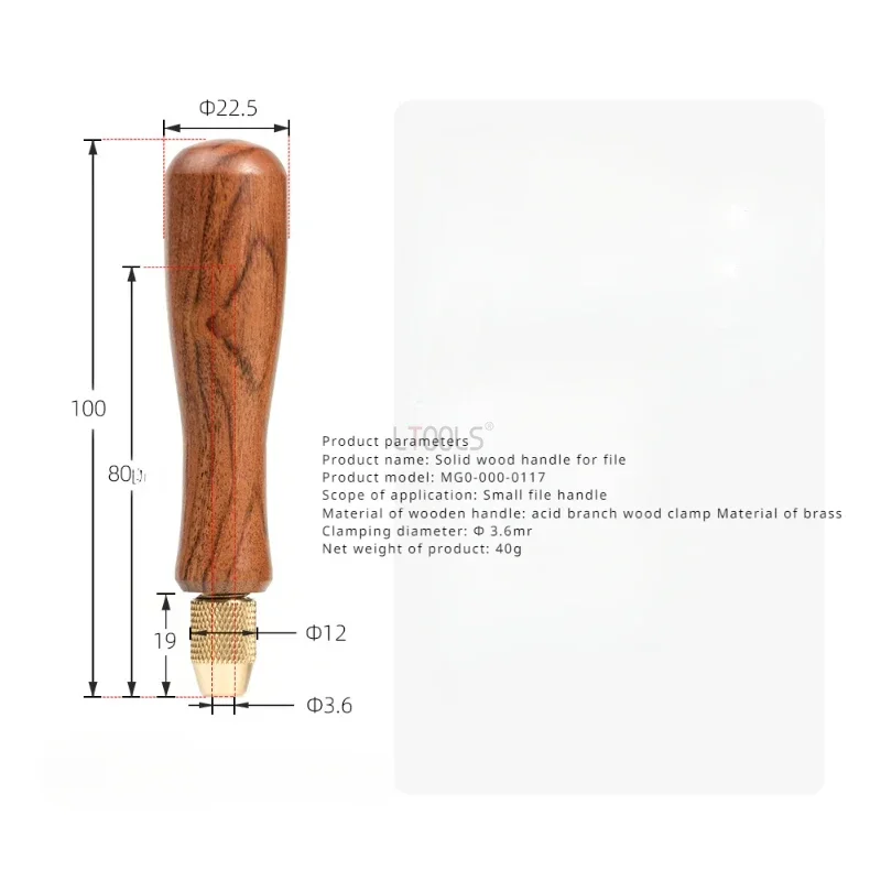 New 1 Pcs Set Solid Wooden Handle Acid Branch Wood Handle Titanium Plated Diamond File Woodworking Tool Accessories DIY
