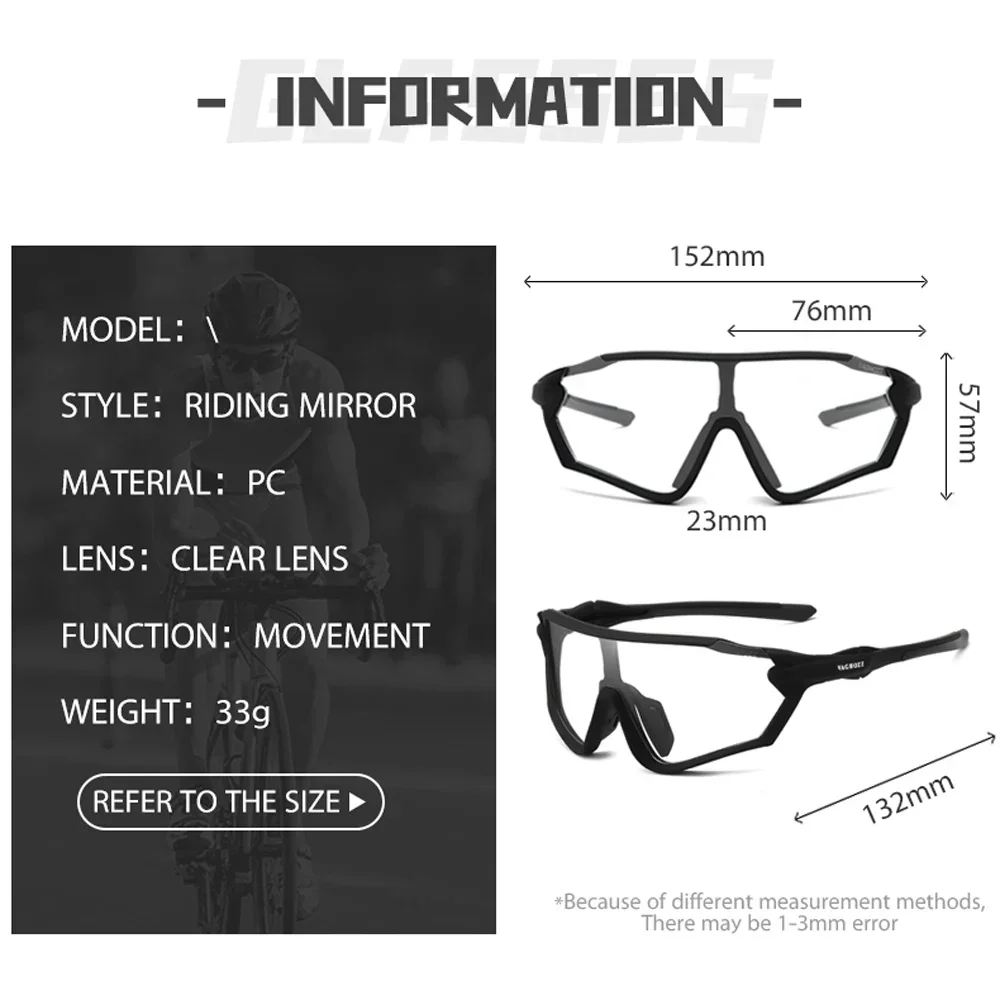 VAGHOZZ Brand New UV400 And Photochromic Cycling Glasses Outdoor Sunglasses Men Women Sport Eyewear MTB Bike Bicycle Goggles