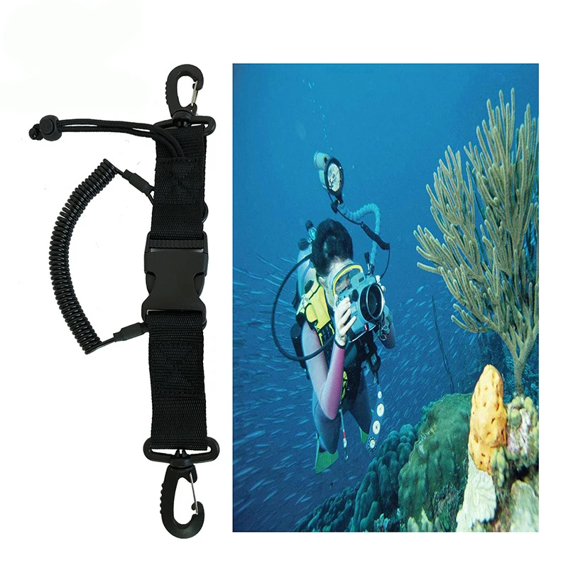 Diving Camera Lanyard Spring Coil Camera Scuba Diving Quick Release Buckle Clips Underwater Outdoor Activities Pool Accessories