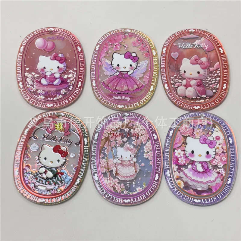 

50pcs Hello Kitty Accessories Anime Cute Women Double-sided DIY Clothes Keychain Crossbody Bag Materials Toy Girl Gift Wholesale