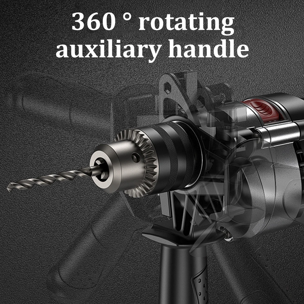 220V Electric Drill Impact Drill Multi-function Adjustable Speed Wood Metal Stone Cutting Off Household Wall Hole Drilling Tools