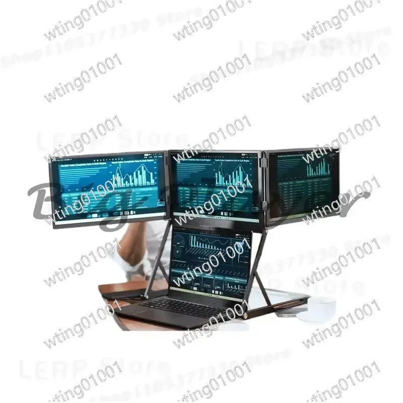 for 15.6 Inch Laptop Portable Triple Display Extender Foldable Monitor Enhance Productivity for Stock Trading Multi Screen