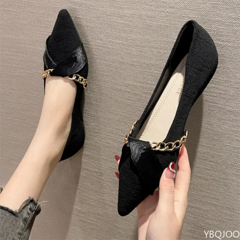 Szpiczaste baleriny z miękką podeszwą, nowe, modne, uniwersalne buty damskie na wiosnę i lato, eleganckie, proste, z płytkim wycięciem.