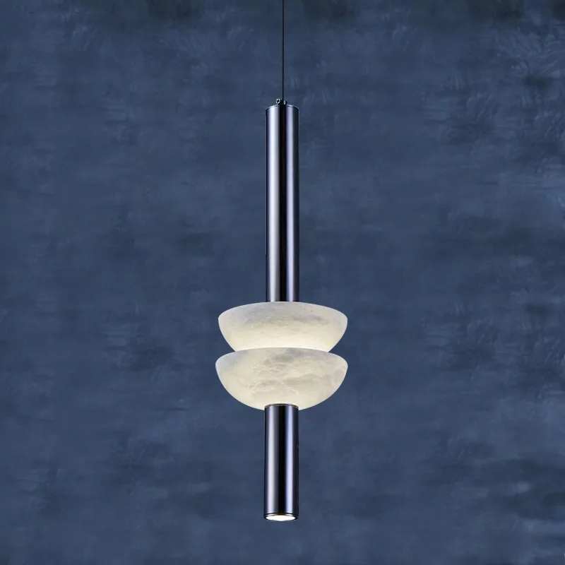 أضواء قلادة الرخام الحديثة الفولاذ المقاوم للصدأ مطعم مصابيح معلقة غرفة نوم مصمم الحد الأدنى دراسة اللوح الأمامي مقهى المطبخ #1