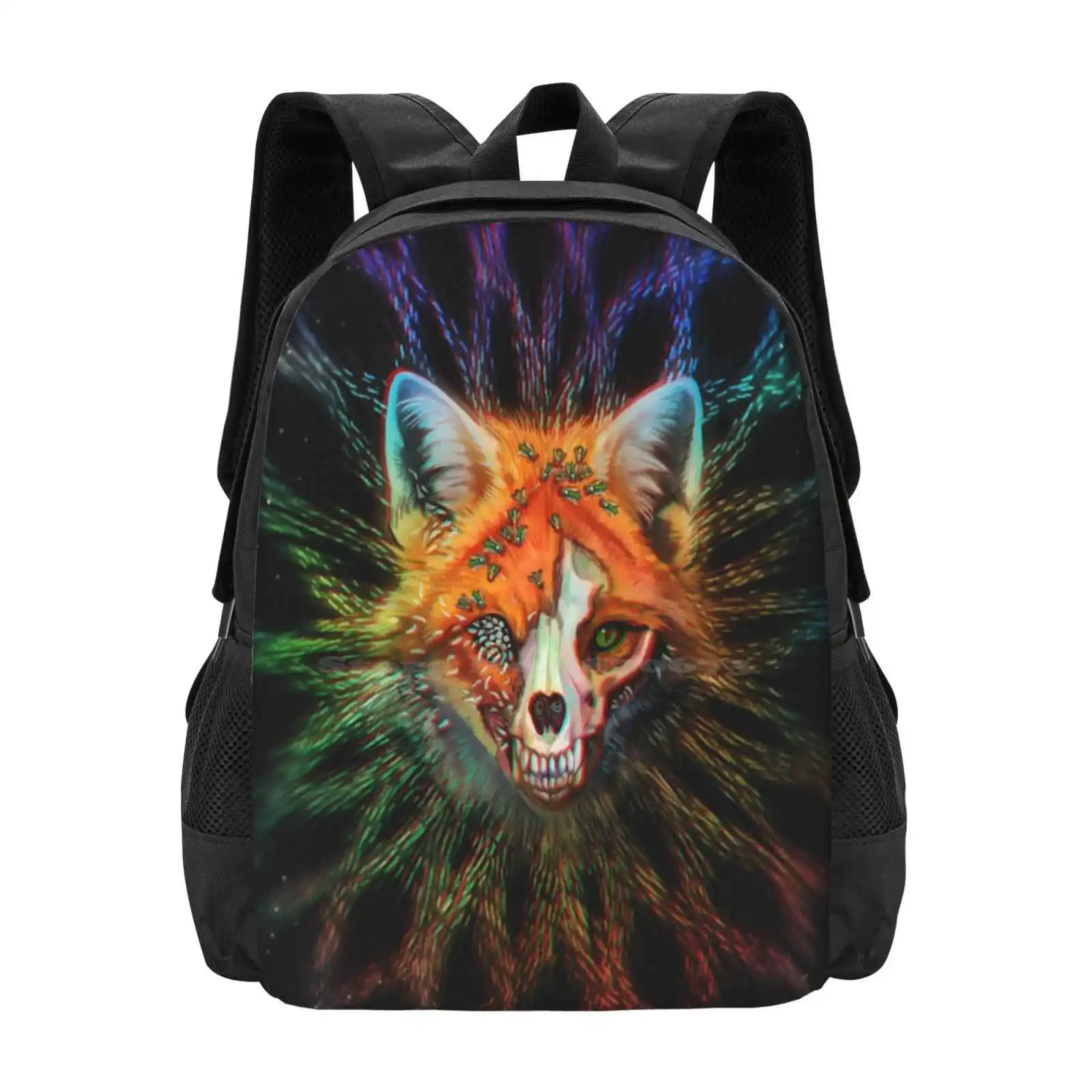 Annihilação mochila para estudante escola portátil saco de viagem raposa decadência morte crânio abutre cultura larvas trippy espiritual