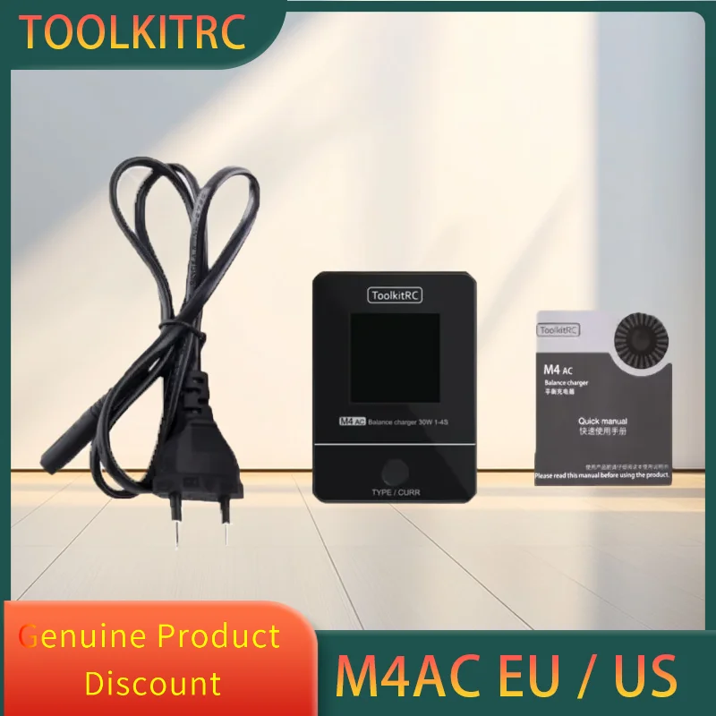 

ToolkitRC M4AC 30 Вт Зарядное устройство для баланса ЖК-экрана 2S 3S 4S Lipo AC100-240 В XT60 Интерфейс 100-240 В для аккумулятора гоночного дрона на радиоуправлении