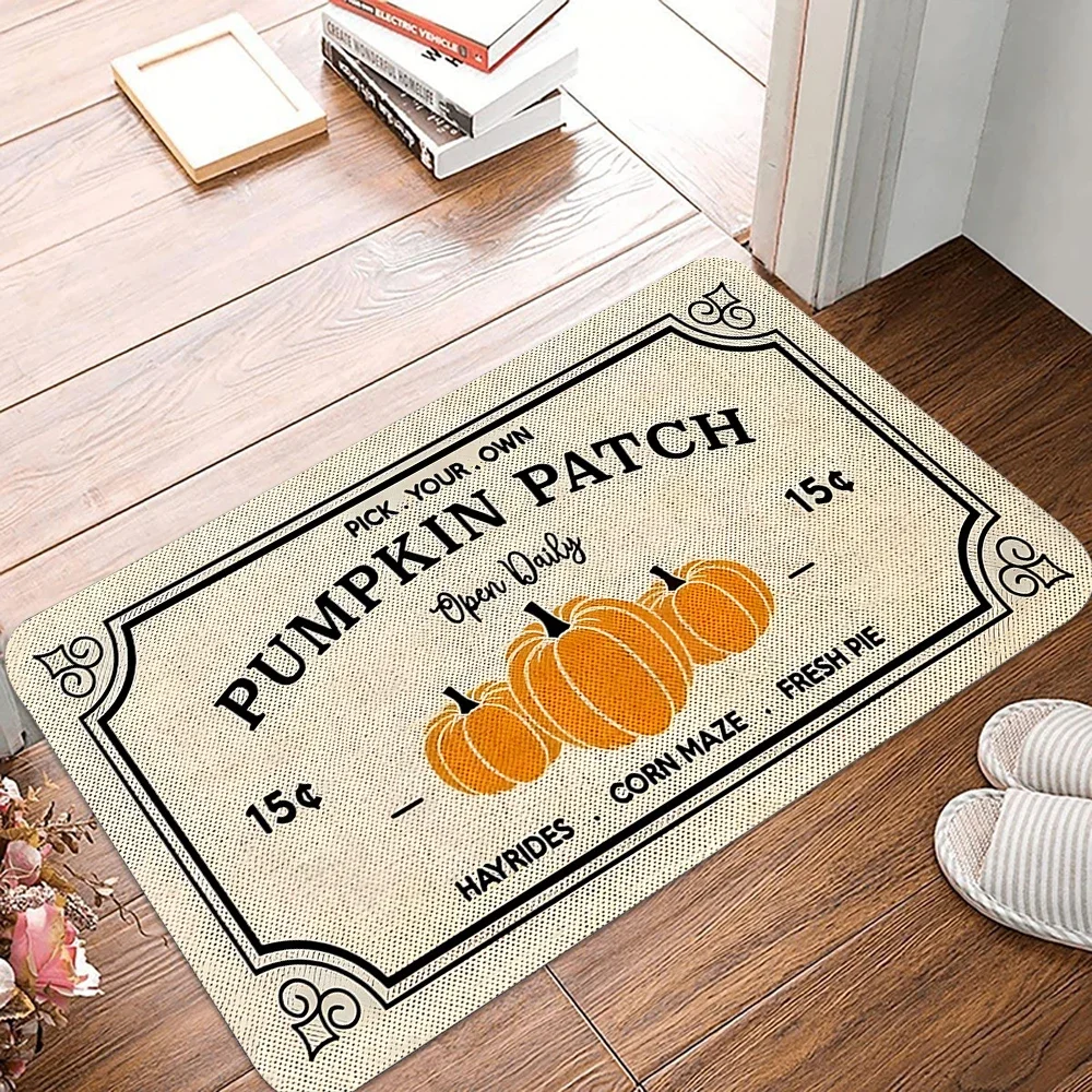 VIKAMA Happy Fall Yall Pumpkin Door Mat Thanksgiving Autumn Non-Slip Welcome Creative Decorative Seasonal Floor Mat for Home Dec
