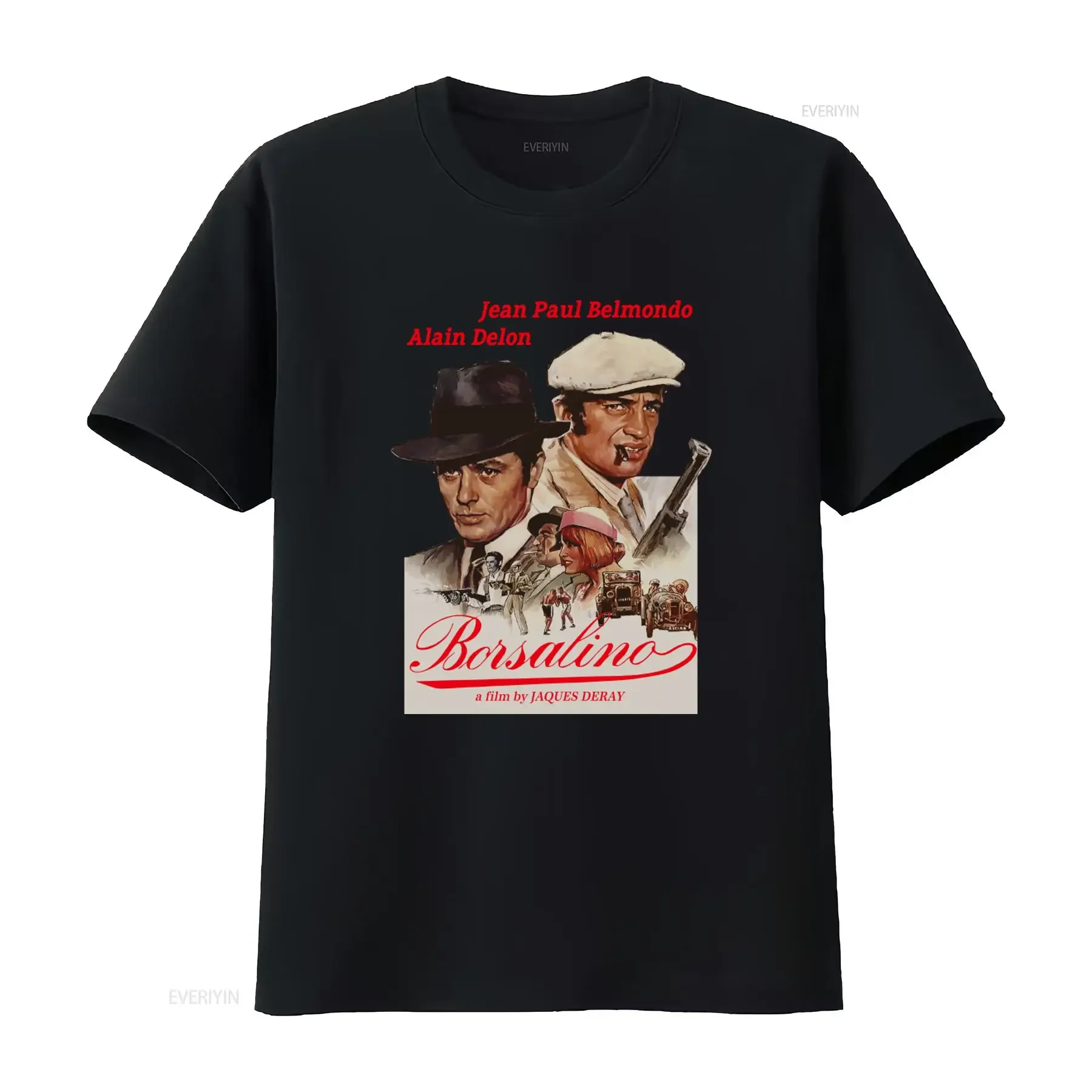 Camiseta Alain Delon Borsalino con diseño de película vintage para hombre, estilo retro, lavado vintage, para uso diario, moda versátil