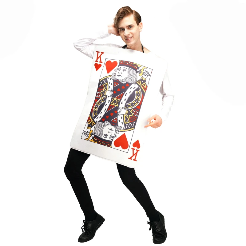 Umorden-Costume de Poker King and Queen of Hearts Club pour hommes et femmes adultes, tunique de cosplay imbibée d'éponge, carte à jouer, K Q