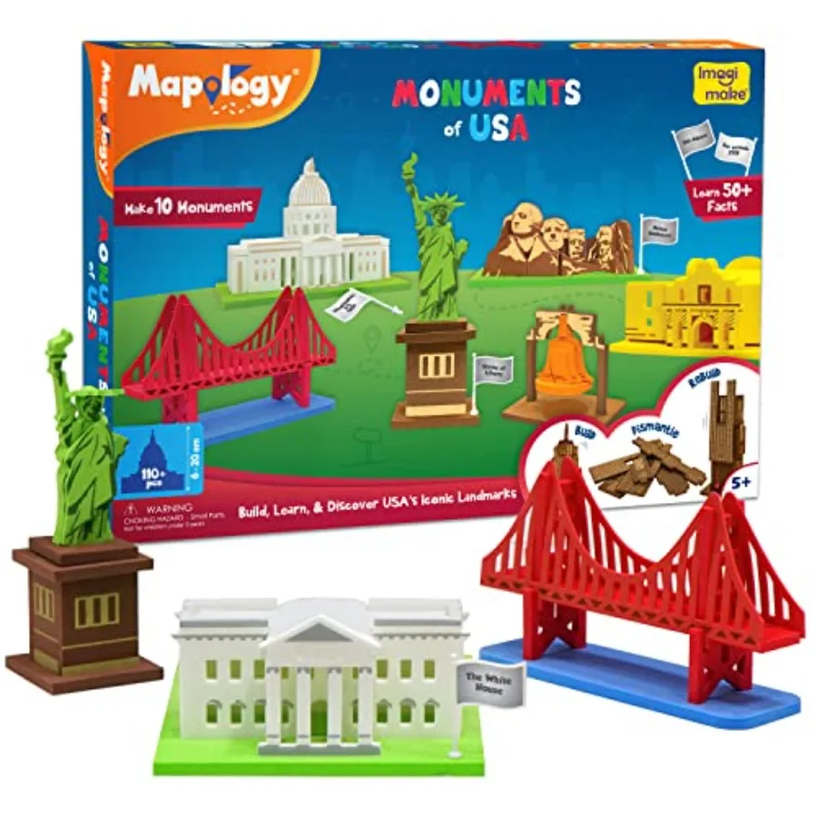 

Magy Monuments of USA 3D Puzzles for STEM Toys and Games Educational Toys for 5-7 Birthday Gift for Boys and Girls Age 5 Years
